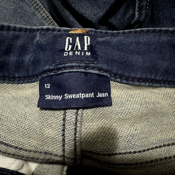 Gap Kids Girls Skinny Sweatpant Jeans Sz 12 Dark Wash Classic 5 Pocket NEW - Picture 4 of 6